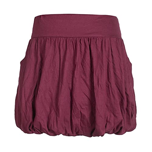 Vishes - Alternative Bekleidung - Einfarbiger Damen Basic Ballonrock Pluder-Rock Biobaumwolle Taschen dunkelrot 34 von Vishes
