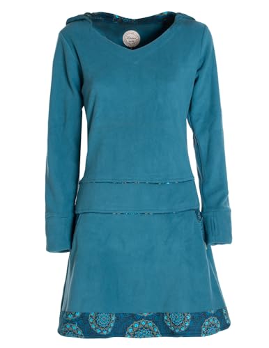 Vishes - Alternative Bekleidung - Extra warmes Winterkleid Damen Pullover-Kleid Sweatkleid Eco-Fleece türkis 36 von Vishes