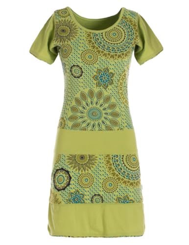 Vishes - Alternative Bekleidung - Kurzarm Damen Sommer-Kleid Mini-Kleid Tunika-Kleid T-Shirtkleid hellgrün 38 von Vishes
