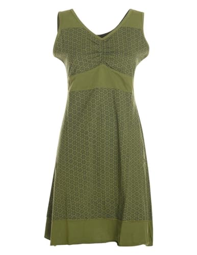 Vishes - Alternative Bekleidung - Kurzes Damen Kleid Blumentunika Hemdchen Hängerchen ärmellos Olive 42 von Vishes