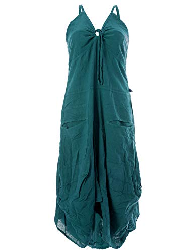 Vishes - Alternative Bekleidung - Lagenlook Ballonkleid mit verstellbaren Trägern türkis 36-38 von Vishes