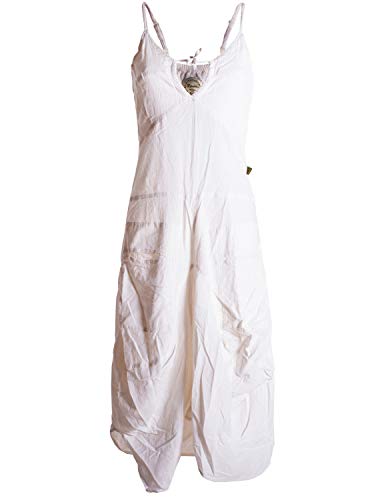 Vishes - Alternative Bekleidung - Lagenlook Ballonkleid mit verstellbaren Trägern weiß 38-40 von Vishes