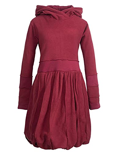 Vishes - Alternative Bekleidung - Langarm Damen Eco Fleecekleid Winterkleid Kapuzenkleid Ballonkleid dunkelrot 38 von Vishes