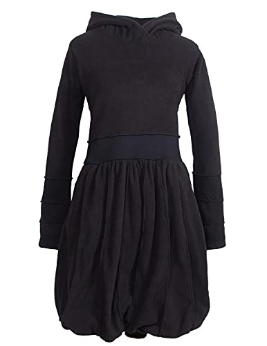 Vishes - Alternative Bekleidung - Langarm Damen Eco Fleecekleid Winterkleid Kapuzenkleid Ballonkleid schwarz 36 von Vishes