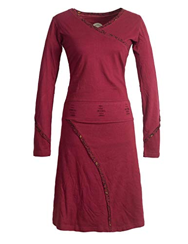 Vishes - Alternative Bekleidung - Langarm Damen Freizeit Jerseykleid Strickkleid Sweatshirtkleid Baumwolle dunkelrot 42 von Vishes