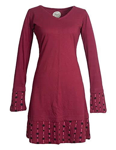 Vishes - Alternative Bekleidung - Langarm Damen Freizeit Lagenlook Jerseykleid Strickkleid Sweatshirt-Kleid dunkelrot 40 von Vishes