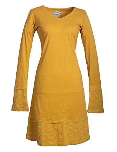 Vishes - Alternative Bekleidung - Langarm Damen Freizeit Lagenlook Jerseykleid Strickkleid Sweatshirt-Kleid gelb 36 von Vishes