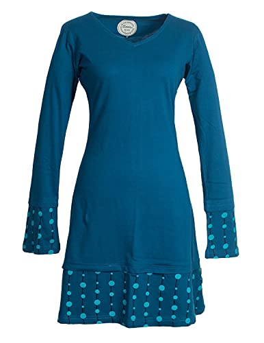 Vishes - Alternative Bekleidung - Langarm Damen Freizeit Lagenlook Jerseykleid Strickkleid Sweatshirt-Kleid türkis 48-50 von Vishes