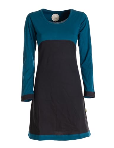 Vishes - Alternative Bekleidung - Langarm Damen Kleid Longshirt Jerseykleid Bio-Baumwolle GOTS schwarz-türkis 44 von Vishes