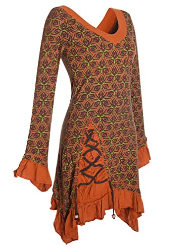 Vishes - Alternative Bekleidung - Langarm Damen Kleid Zipfelkleid Bedruckt Asymmetrisch Rüschen Volant braun 42 Vishes - Alternative Bekleidung - Langarm Damen Kleid Zipfelkleid Bedruckt Asymmetrisch Rüschen Volant braun 42 von Vishes