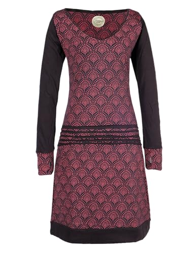 Vishes - Alternative Bekleidung - Leichtes Jerseykleid Damen Langarm Kleider Sweatkleid Punkte schwarz-dunkelrot 46 von Vishes