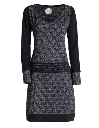 Vishes - Alternative Bekleidung - Leichtes Jerseykleid Damen Langarm Kleider Sweatkleid Punkte schwarz-grau 48 von Vishes