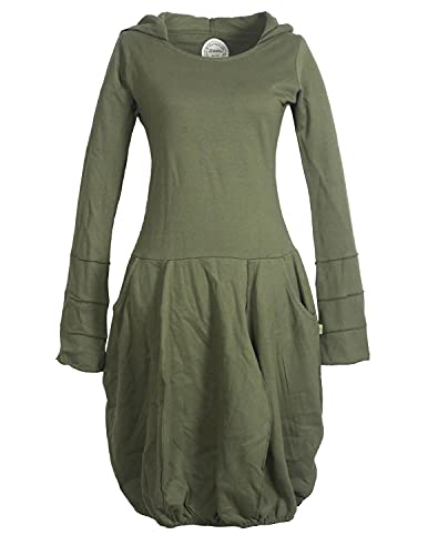 Vishes - Alternative Bekleidung - Warmes Damen Langarm Winterkleid Ballonkleid Baumwoll-Kleid Zipfelkapuze Olive 44 von Vishes