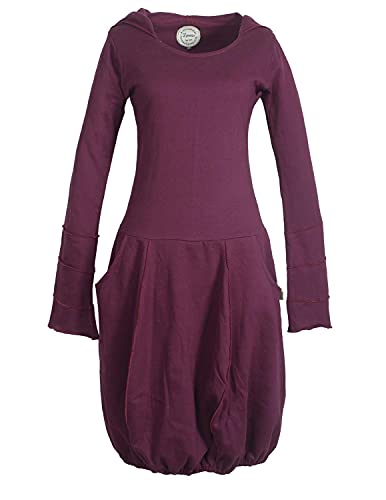 Vishes - Alternative Bekleidung - Warmes Damen Langarm Winterkleid Ballonkleid Baumwoll-Kleid Zipfelkapuze dunkelrot 44 von Vishes
