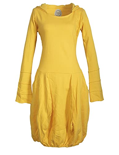 Vishes - Alternative Bekleidung - Warmes Damen Langarm Winterkleid Ballonkleid Baumwoll-Kleid Zipfelkapuze gelb 36-38 von Vishes