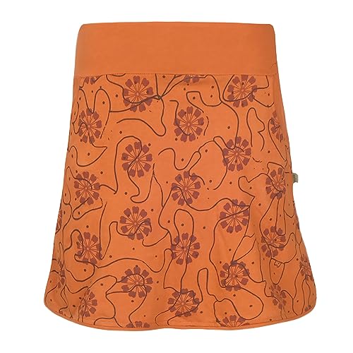 Vishes - Damen Baumwoll-Rock, 70er 80er Jahre Retro Blumen Muster Bedruckt Taschen orange 38 von Vishes