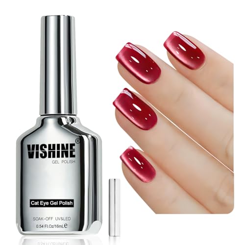 Vishine 16 ml Gel-Nagellack, Katzenaugen-Effekt, Eisglas, Cat Eye Gel, Polish, holografische Pailletten, transparent, Soak Off, magnetisch, für Nail Art, Ruby MY404 Vishine 16 ml Gel-Nagellack, Katzenaugen-Effekt, Eisglas, Cat Eye Gel, Polish, holografische Pailletten, transparent, Soak Off, magnetisch, für Nail Art, Ruby MY404 von Vishine