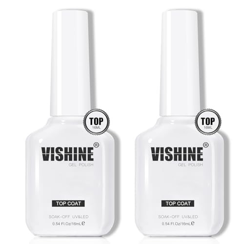 Vishine 2 Pcs of 16ml No Wipe Top Coat, High Gloss Finish Clear Top Coat for UV LED Light Cure Gel Nail Polish Set Long-lasting Salon Quality Nail Art Design Vishine 2 Pcs of 16ml No Wipe Top Coat, High Gloss Finish Clear Top Coat for UV LED Light Cure Gel Nail Polish Set Long-lasting Salon Quality Nail Art Design von Vishine