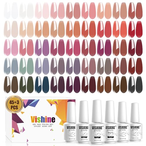Vishine 48 PCS Gel Polish Set, 45 Colors Jelly Gel Nail Polish Set, Brown Jelly Gel Polish Set, Translucent Gel Nail Polish,Sheer Crystal Jelly Clear Gel Nail Polish Manicure Gift Vishine 48 PCS Gel Polish Set, 45 Colors Jelly Gel Nail Polish Set, Brown Jelly Gel Polish Set, Translucent Gel Nail Polish,Sheer Crystal Jelly Clear Gel Nail Polish Manicure Gift von Vishine