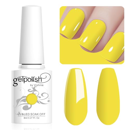 Vishine 8ML Gel Nail Polish 1Pcs Yellow Color Gel Polish Long-Lasting Nails Gel Soak Off Fall Gel Nail Polish Nail Art Manicure Salon at Home, L002 Vishine 8ML Gel Nail Polish 1Pcs Yellow Color Gel Polish Long-Lasting Nails Gel Soak Off Fall Gel Nail Polish Nail Art Manicure Salon at Home, L002 von Vishine