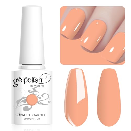 Vishine 8ml Pastel Gel Nail Polish Macaroon Creamy Orange Gel Polish Soft Bright Colors Long-Lasting Soak Off Nail Art Manicure Salon at Home, L189 Vishine 8ml Pastel Gel Nail Polish Macaroon Creamy Orange Gel Polish Soft Bright Colors Long-Lasting Soak Off Nail Art Manicure Salon at Home, L189 von Vishine