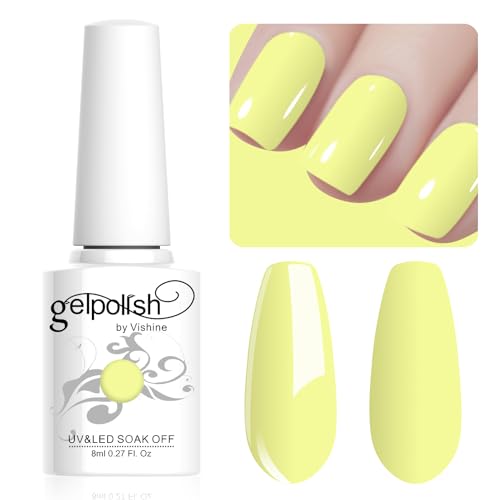 Vishine 8ml Pastel Gel Nail Polish Macaroon LemonYellow Gel Polish Soft Bright Colors Long-Lasting Soak Off Nail Art Manicure Salon at Home, L218 Vishine 8ml Pastel Gel Nail Polish Macaroon LemonYellow Gel Polish Soft Bright Colors Long-Lasting Soak Off Nail Art Manicure Salon at Home, L218 von Vishine