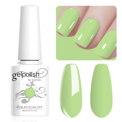 Vishine 8ml Pastel Gel Nail Polish Macaroon LightGreen Gel Polish Soft Bright Colors Long-Lasting Soak Off Nail Art Manicure Salon at Home, L222 Vishine 8ml Pastel Gel Nail Polish Macaroon LightGreen Gel Polish Soft Bright Colors Long-Lasting Soak Off Nail Art Manicure Salon at Home, L222 von Vishine