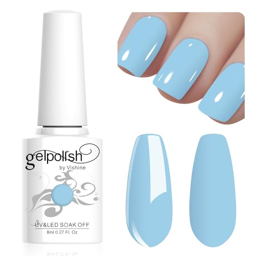 Vishine 8ml Pastel Gel Nail Polish Macaroon Skyblue Gel Polish Soft Bright Colors Long-Lasting Soak Off Nail Art Manicure Salon at Home, L209 Vishine 8ml Pastel Gel Nail Polish Macaroon Skyblue Gel Polish Soft Bright Colors Long-Lasting Soak Off Nail Art Manicure Salon at Home, L209 von Vishine