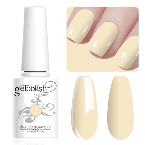 Vishine 8ml Pastel Gel Nail Polish PaleYellow Macaroon Gel Polish Soft Bright Colors Long-Lasting Soak Off Nail Art Manicure Salon at Home, L182 Vishine 8ml Pastel Gel Nail Polish PaleYellow Macaroon Gel Polish Soft Bright Colors Long-Lasting Soak Off Nail Art Manicure Salon at Home, L182 von Vishine