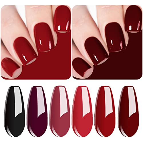 Vishine Classic Red Gel Nail Polish Set, Dark Red Burgundy Black Purple Gel Polish Kit Soak Off UV Nail Lamp LED Gel Nail Kits for Nail Art Design Home DIY Manicure Nail Salon Varnish 8ml Vishine Classic Red Gel Nail Polish Set, Dark Red Burgundy Black Purple Gel Polish Kit Soak Off UV Nail Lamp LED Gel Nail Kits for Nail Art Design Home DIY Manicure Nail Salon Varnish 8ml von Vishine