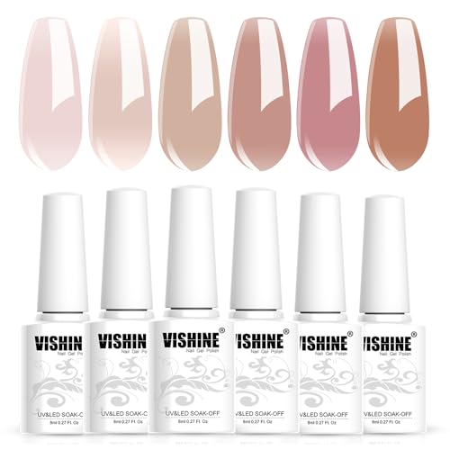 Vishine Gel Nail Polish, Natural Nude Jelly Pink Skin Color Gel Polish 6PCS Translucent 8ML Soak Off UV LED Gel Polish Set Manicure DIY Nail Art Designs Home Salon Vishine Gel Nail Polish, Natural Nude Jelly Pink Skin Color Gel Polish 6PCS Translucent 8ML Soak Off UV LED Gel Polish Set Manicure DIY Nail Art Designs Home Salon von Vishine