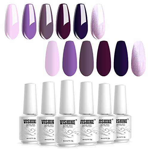 Vishine Gel Nail Polish Kit - 6 Colors Purple Series - Violet Lilac Grape Nail Gel Colors Nail Art DIY Home Gel Manicure Set Vishine Gel Nail Polish Kit - 6 Colors Purple Series - Violet Lilac Grape Nail Gel Colors Nail Art DIY Home Gel Manicure Set von Vishine
