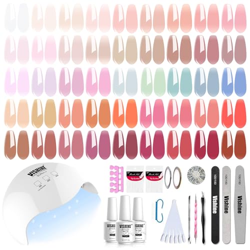 Vishine Gel Nail Polish Starter Kit with UV LED Nail Lamp, 45Color Sheer Milky Pink Jelly Nude Transparent Gel Polish, Top Coat, Base Coat & Matte Top Coat with Essential Nail Art Manicure Tools Set … Vishine Gel Nail Polish Starter Kit with UV LED Nail Lamp, 45Color Sheer Milky Pink Jelly Nude Transparent Gel Polish, Top Coat, Base Coat & Matte Top Coat with Essential Nail Art Manicure Tools Set … von Vishine