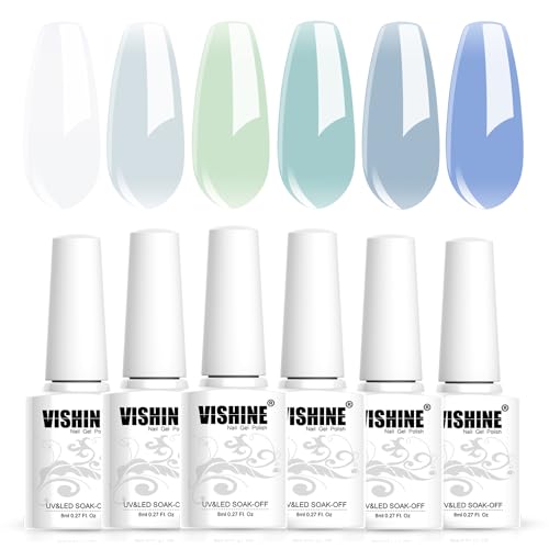 Vishine Jelly Blue Green Teal Gel Nail Polish Set of 6 colors Translucent Crystal Blue MintGreen Gel Polish Set Soak Off Nude Nail Gel Polish Manicure DIY Home Gifts for Women 8ml Vishine Jelly Blue Green Teal Gel Nail Polish Set of 6 colors Translucent Crystal Blue MintGreen Gel Polish Set Soak Off Nude Nail Gel Polish Manicure DIY Home Gifts for Women 8ml von Vishine