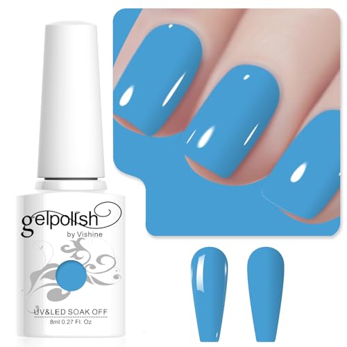 Vishine Light Blue Gel Nail Polish, 1Pcs 8ml Light Blue Gel Polish Blue Color Nail Polish Gel High Gloss Soak Off U V Gel Nail French Nail Manicure Salon DIY L242 Vishine Light Blue Gel Nail Polish, 1Pcs 8ml Light Blue Gel Polish Blue Color Nail Polish Gel High Gloss Soak Off U V Gel Nail French Nail Manicure Salon DIY L242 von Vishine