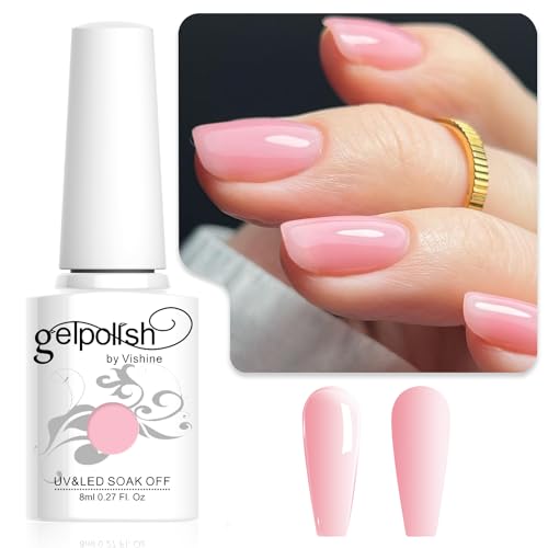 Vishine Milky Pink Gel Nail Polish Nude Jelly Gel Polish Light Translucent Nail Polish Sheer Natural Nail Gel Soak Off U V Gel for French Manicure at Home 8ml Color E021 Vishine Milky Pink Gel Nail Polish Nude Jelly Gel Polish Light Translucent Nail Polish Sheer Natural Nail Gel Soak Off U V Gel for French Manicure at Home 8ml Color E021 von Vishine