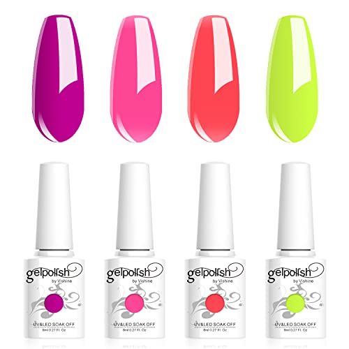 Vishine Neon Gel Nagellack Set, Nägel Gel Neon Fushia, Hot Pink, Orange, Gelb Gel Polish 4 Farben Soak Off LED Gel Nail Kit Halloween Nail Art Maniküre C029 Vishine Neon Gel Nagellack Set, Nägel Gel Neon Fushia, Hot Pink, Orange, Gelb Gel Polish 4 Farben Soak Off LED Gel Nail Kit Halloween Nail Art Maniküre C029 von Vishine