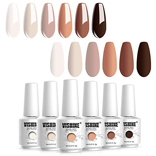 Vishine Shellac Nagellack Set - Pink Nude UV Gel Polish Kit Nail Art, Gelpolier Set Nagellampe erforderlich, 8 ml pro Flasche Vishine Shellac Nagellack Set - Pink Nude UV Gel Polish Kit Nail Art, Gelpolier Set Nagellampe erforderlich, 8 ml pro Flasche von Vishine