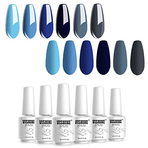 Vishine Shellac UV Nagellack Gel Blau farben Set, Gel Nail Polish für Nagel Design 6pcs Schellack Nagellack Starter set 8ml Vishine Shellac UV Nagellack Gel Blau farben Set, Gel Nail Polish für Nagel Design 6pcs Schellack Nagellack Starter set 8ml von Vishine