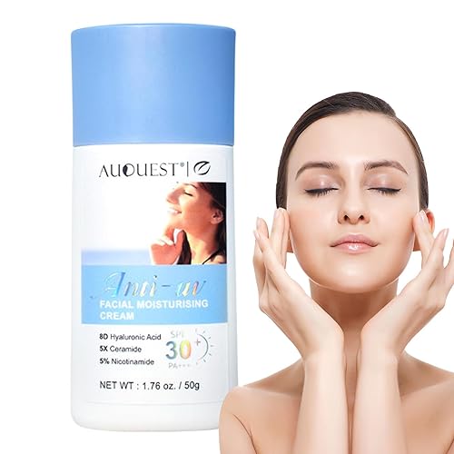 Anti-UV-Creme - Feuchtigkeitsspendende Gesichtscreme mit Lichtschutzfaktor 30+,1,76 Unzen leichte Sonnenschutzcreme, nicht fettende Hyaluronsäurecreme, Anti-UV-Gesichtscreme für Frauen und Visiblurry von Visiblurry