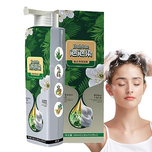 Plant Bubble Hair Dye Shampoo Plant Essence Bubble Hair Dye Instant Black Hair Shampoo Natural Hair Dye Shampoo Haushalt Leicht zu waschende Haarwasch-Farbcreme für Frauen und Männer Haarwäsche von Visiblurry