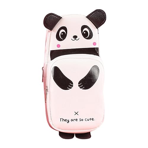 Schreibwarenetui, Federmäppchen, großes Fassungsvermögen, Stifttasche, niedlicher Panda, Schreibwaren-Kosmetik-Aufbewahrungstasche, Make-up-Organisationstasche mit 2 Fächern, Cartoon-Stift-Organizer von Visiblurry