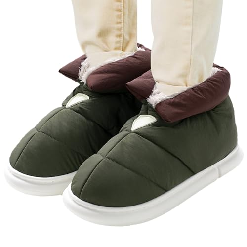 Warme Hausschuhe, Winter-Plüsch-warme Hausschuhe, Bootie-Hausschuhe, Unisex, warm, gemütlich, für den Innenbereich, Damen, Rucksacktouren, Daunenpantoffeln, leichtere Schneestiefel von Visiblurry