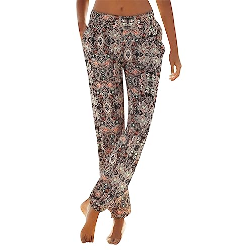 Sommerhose Damen Leicht,Haremshose Schlupfhose Boho Strandhose Leicht Freizeithose Loose Sommerhose Frauen Hose mit Taschen Straight Bein Hose Sommerhose Yogahose von Viunychn