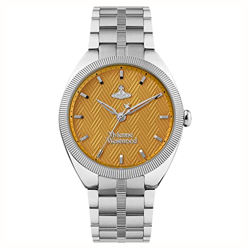 Vivienne Westwood Damen Keine Armbanduhr, 37.00mm GehäusegröÃŸe mit orange analog Zifferblatt und Silber Metallarmband Armband VV281TNSL von Vivienne Westwood