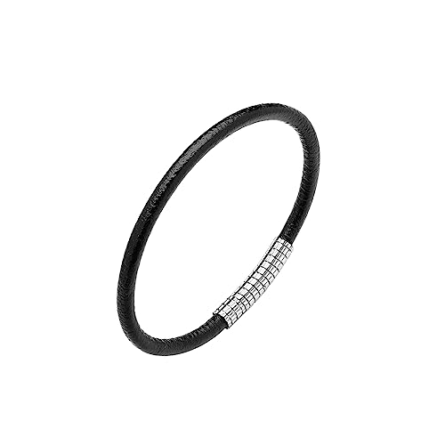 Viwind Echt leder armband Herren Damen Armband 4 mm weiches Echtleder armband 20/20.5cm Automatische Schnalle aus Edelstahl Schmuck mit Geschenkbox (20cm, Schwarz) von Viwind