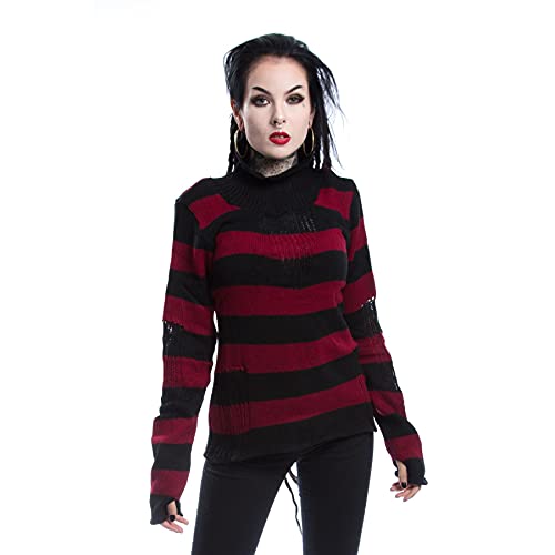 Vixxsin Annabella Top Frauen Strickpullover rot/schwarz L 100% Polyacryl Basics, Rockwear von Vixxsin