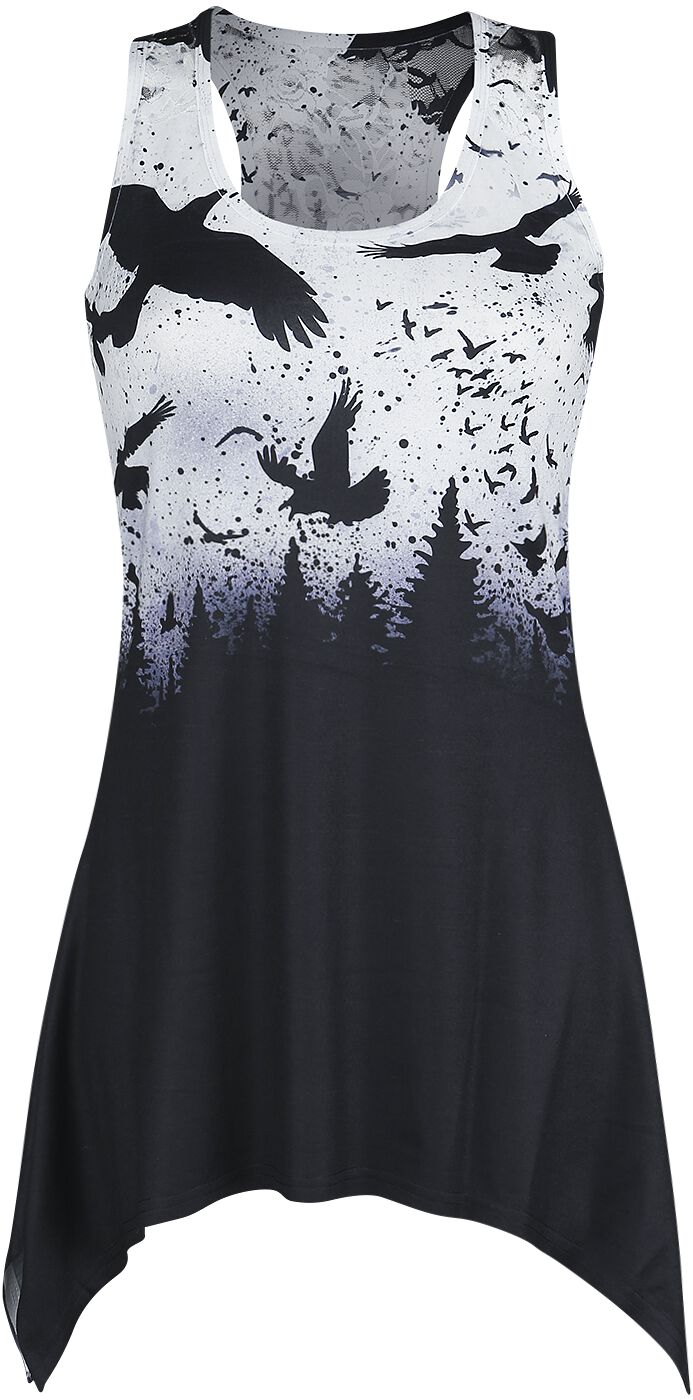 Vixxsin Crow Night Lace Panel Vest Top schwarz weiß in L von Vixxsin