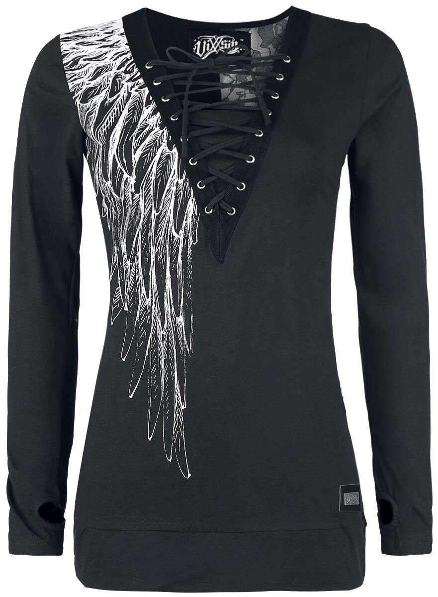 Vixxsin Langarmshirt - Shadow Angel Top - S bis 4XL - für Damen - Größe 4XL - schwarz von Vixxsin