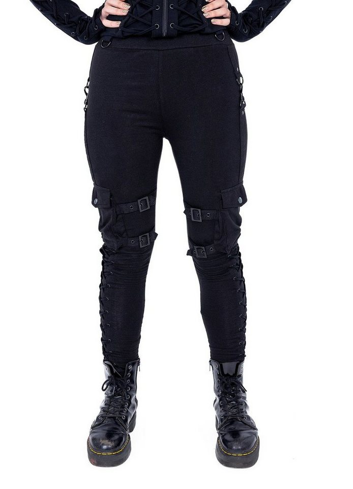 Vixxsin Leggings Ella Gothic Riemen Metal Schnallen Nieten Punk Schnürung von Vixxsin